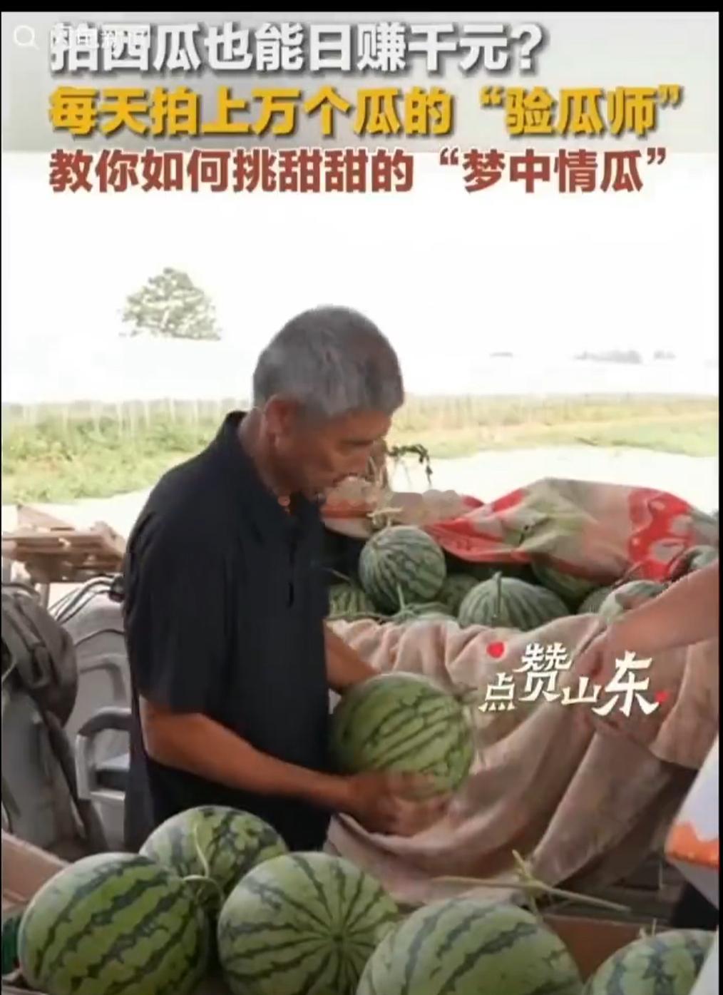 原来西瓜甜不甜真的有人说了算！菏泽这位验瓜师，听声辨熟、看纹识甜，靠三秒摸瓜绝活