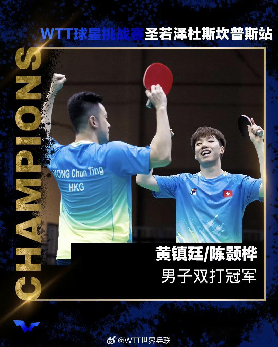 WTT球星挑战赛双打战报：香港组合逆转夺男双冠，日本早田希娜组合横扫夺女双冠军，
