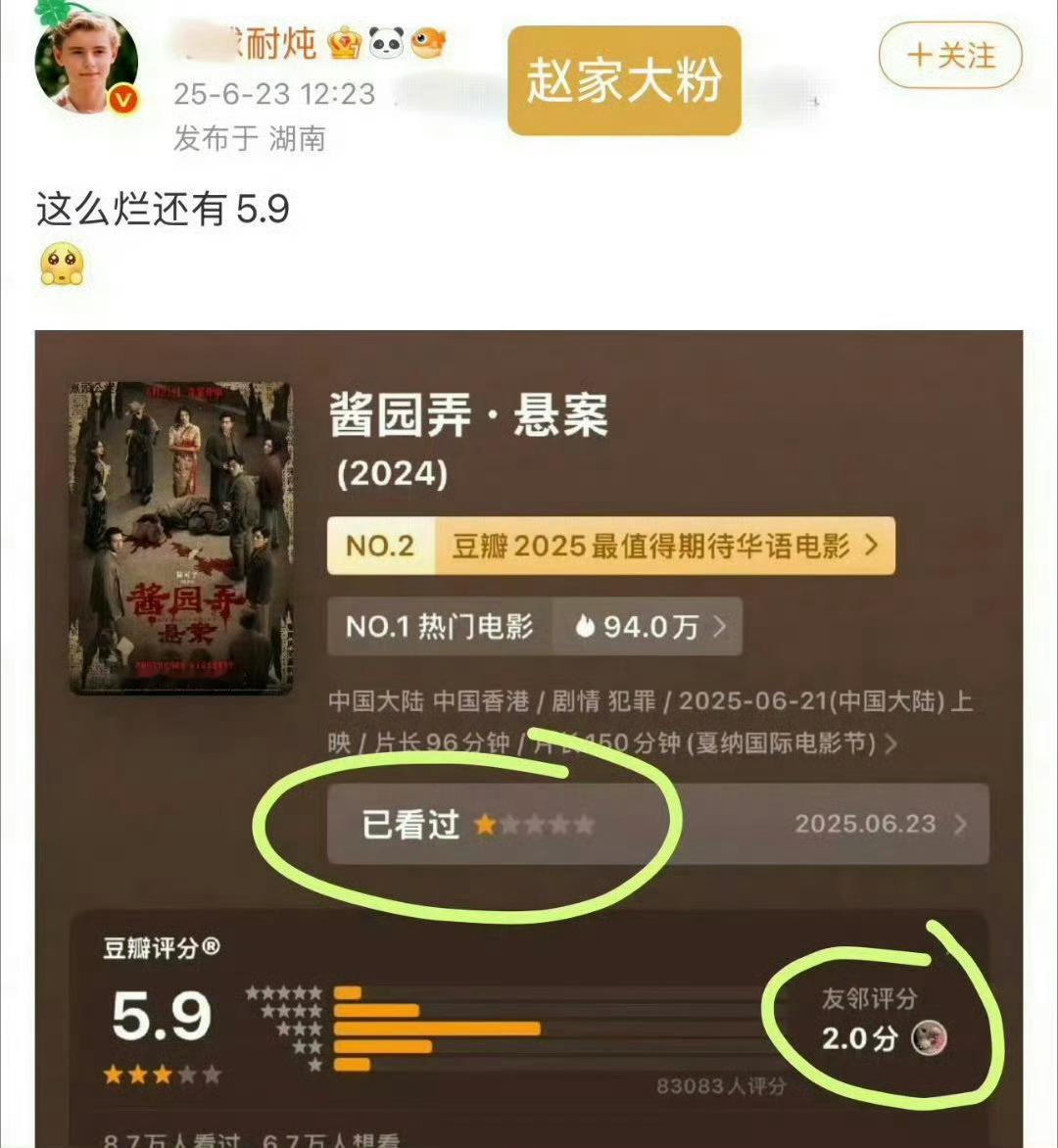 这是干嘛，我真的看不懂😓前有大粉带头打一星，后有挑拨是非？给章子怡拍成谁了 ​