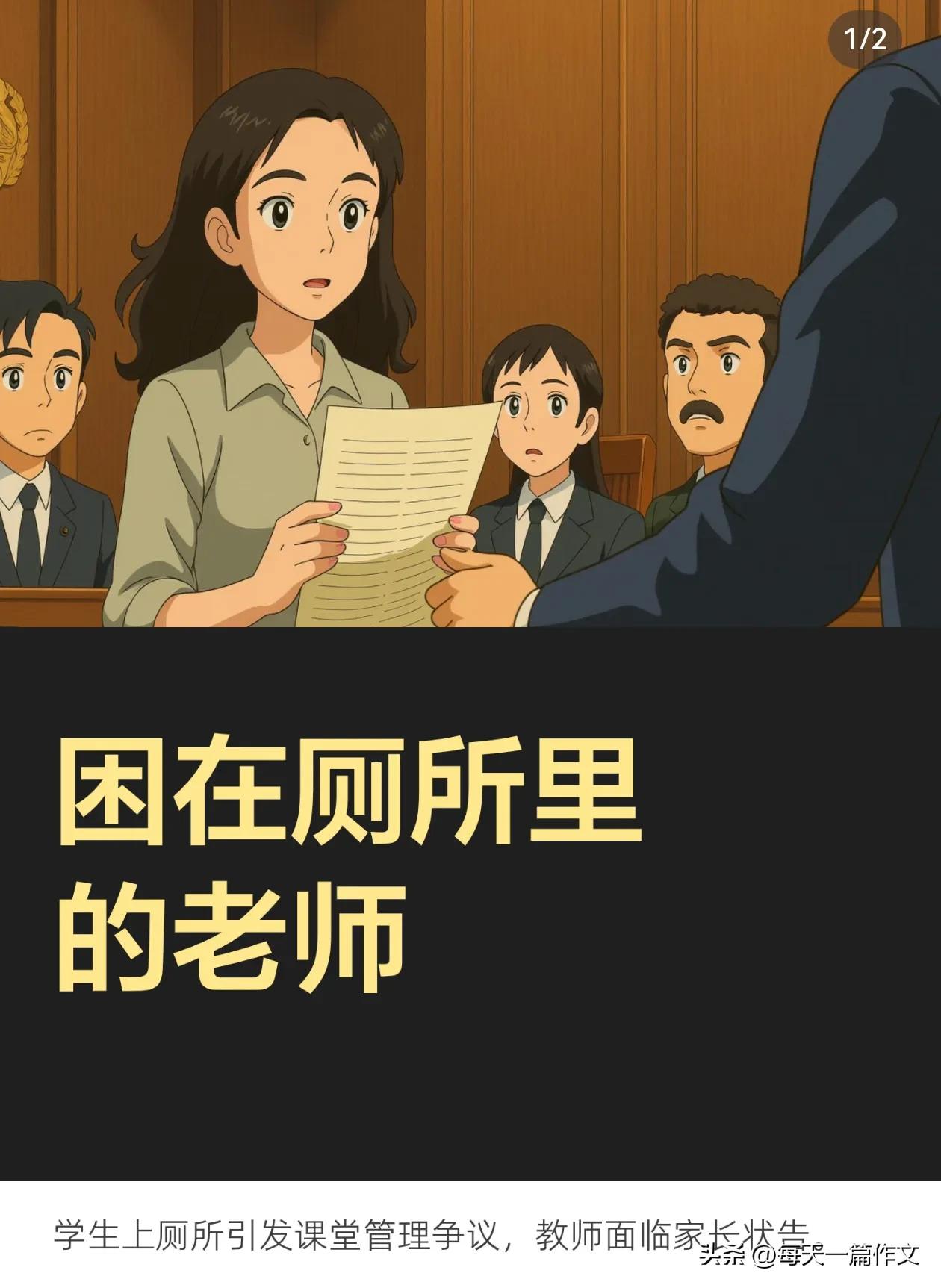 困在厕所的老师：
一日正在讲课，一名学生要求上厕所，老师觉得影响课堂秩序，不准。