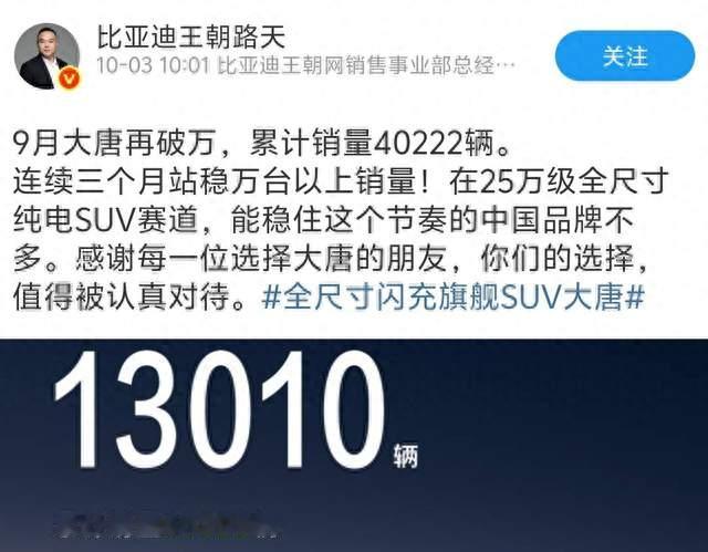 比亚迪大唐EV：CLTC最高950km，10月4日公布9月交付数据