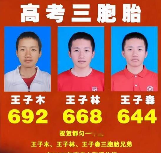 这对三胞胎也太神奇了！贵州一位父亲给3个儿子分别取名为“木、林、森”，没想到高考