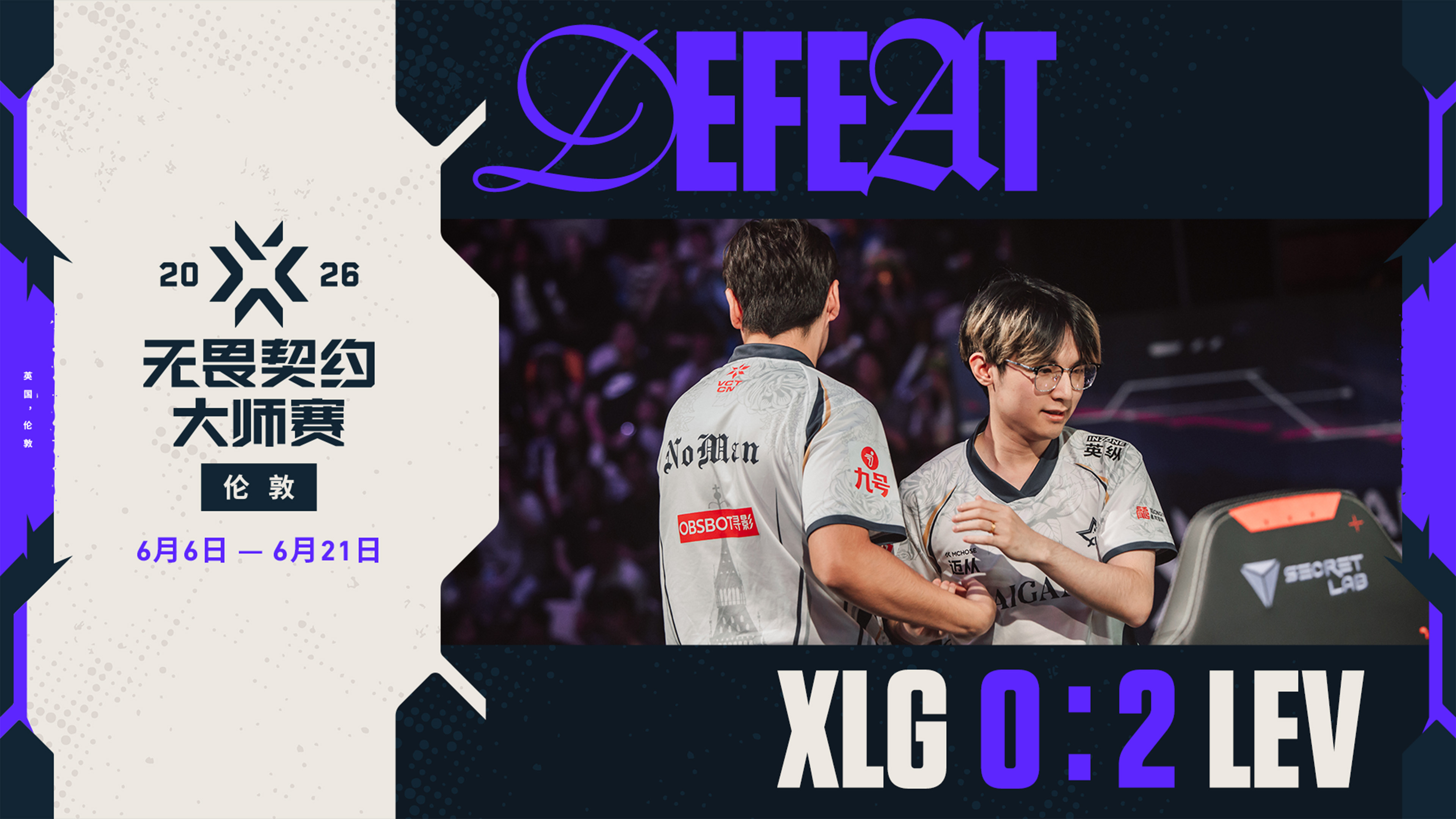 XLG告别伦敦大师赛 无畏契约伦敦大师赛无畏契约电竞在第十日的比赛中，XLG不敌