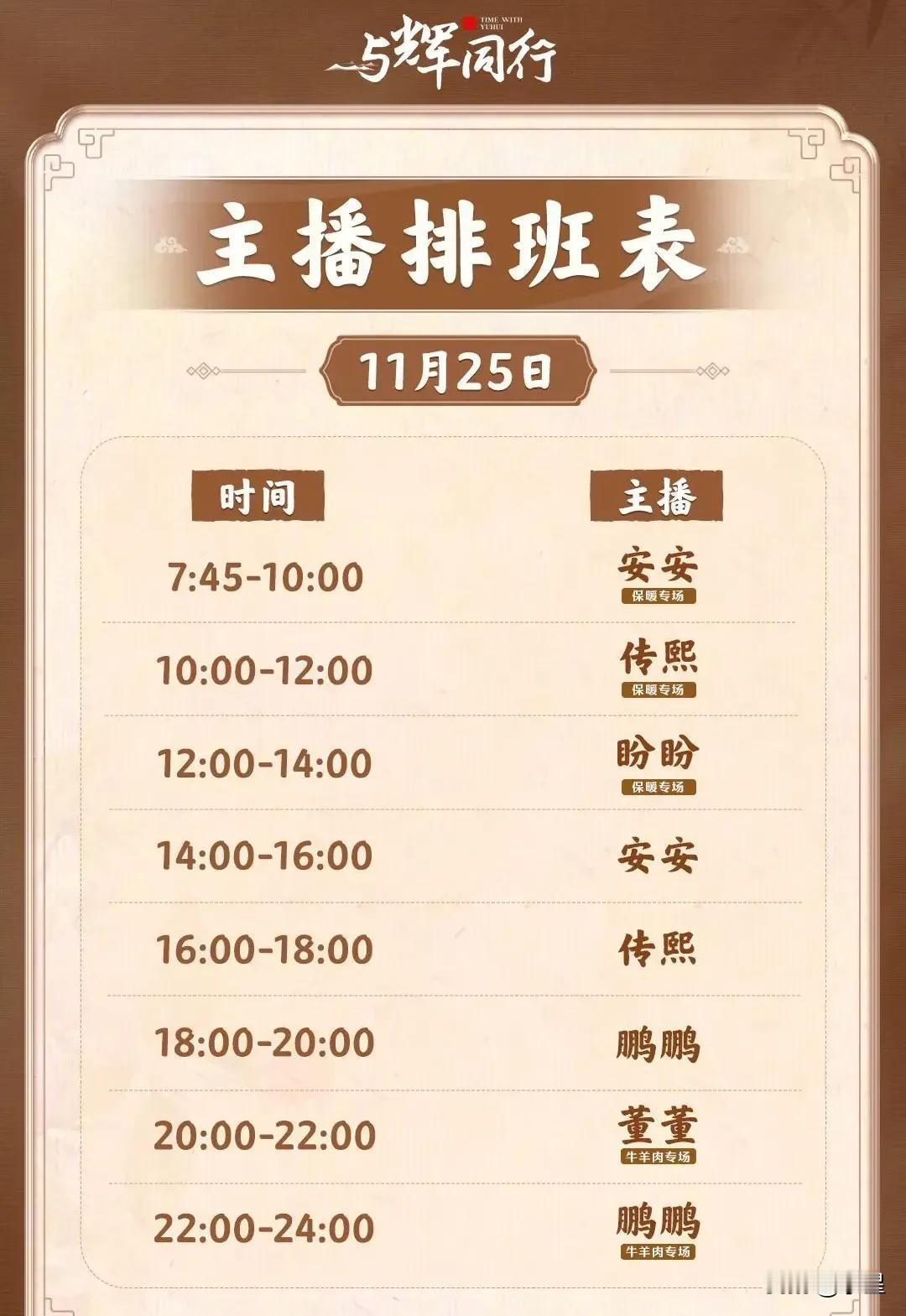 与辉同行发布了明天的排班表
只有一天，因为后天就去山东啦[耶]
通过这份排班表透