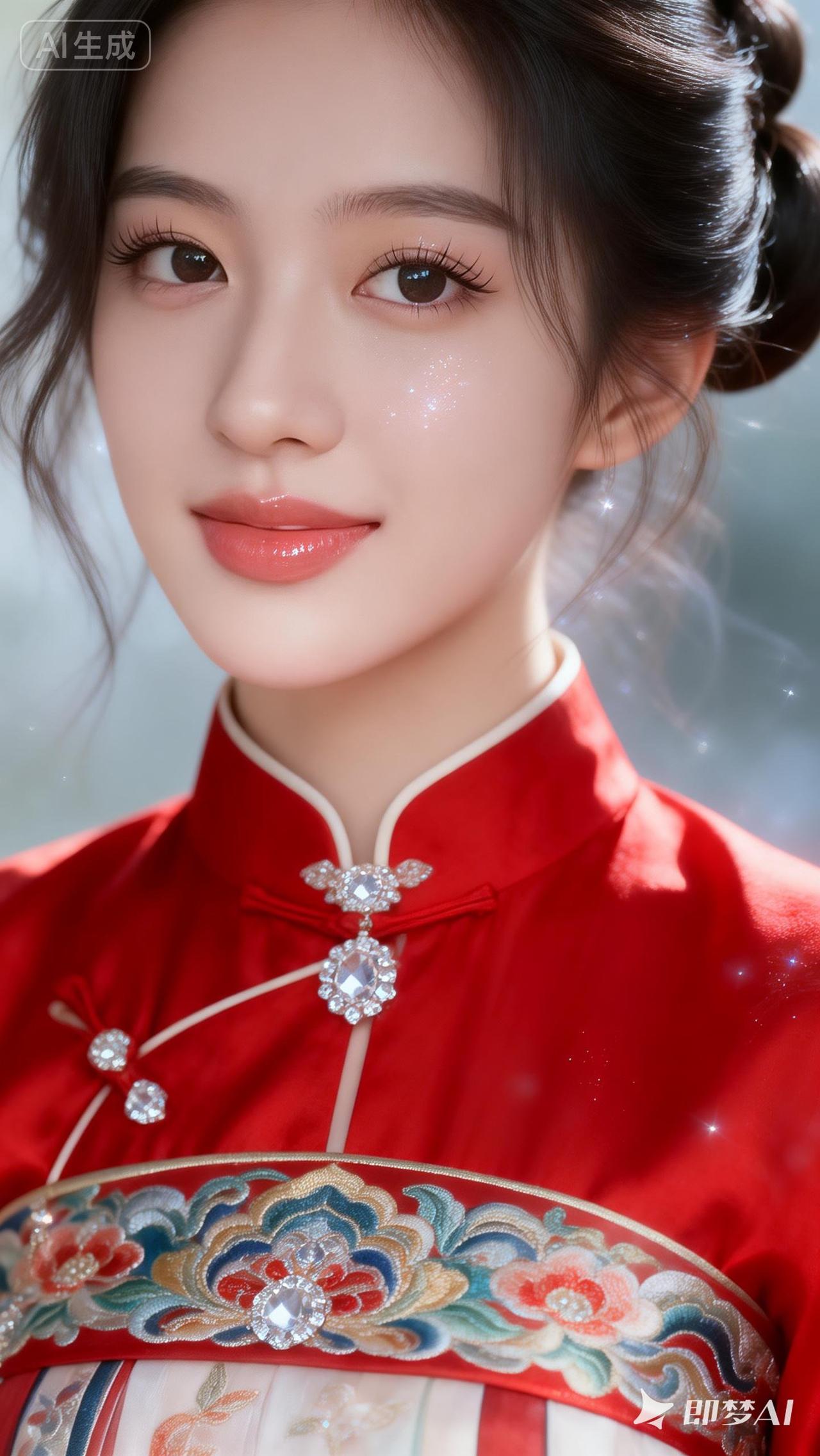 惊艳的古典美人，红衣华服，气质非凡！