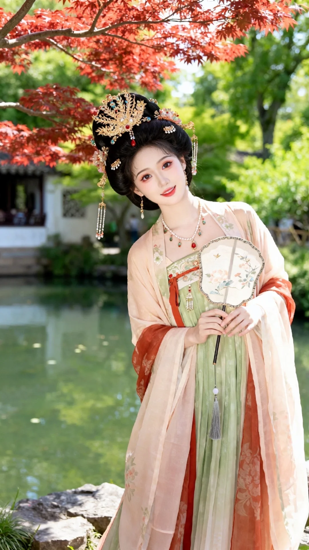 相机拍摄风格，低分辨率，ins氛围，皮肤白皙，唐大头，华丽头饰，甜妹...