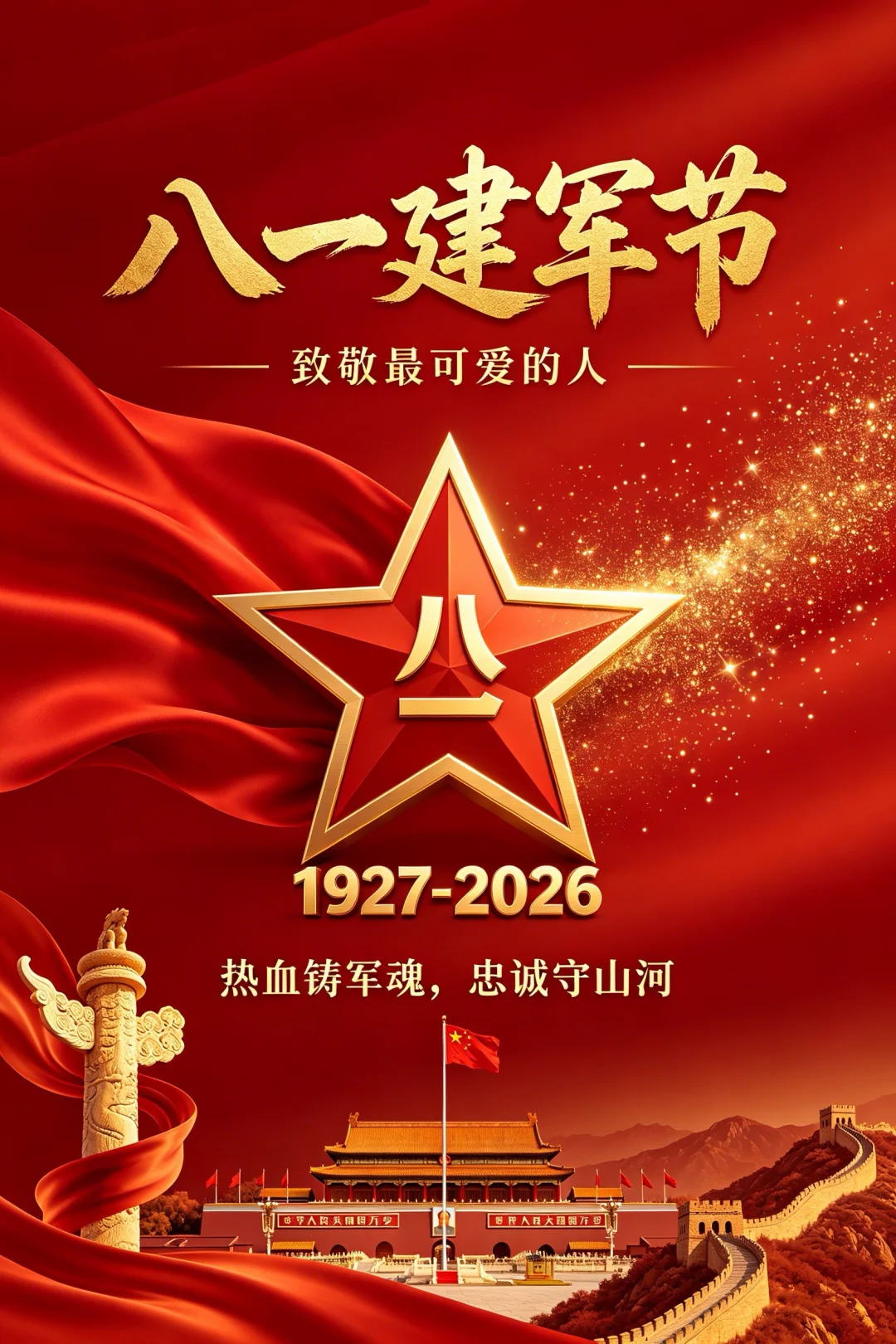 2026八一建军节祝福图片海报壁纸