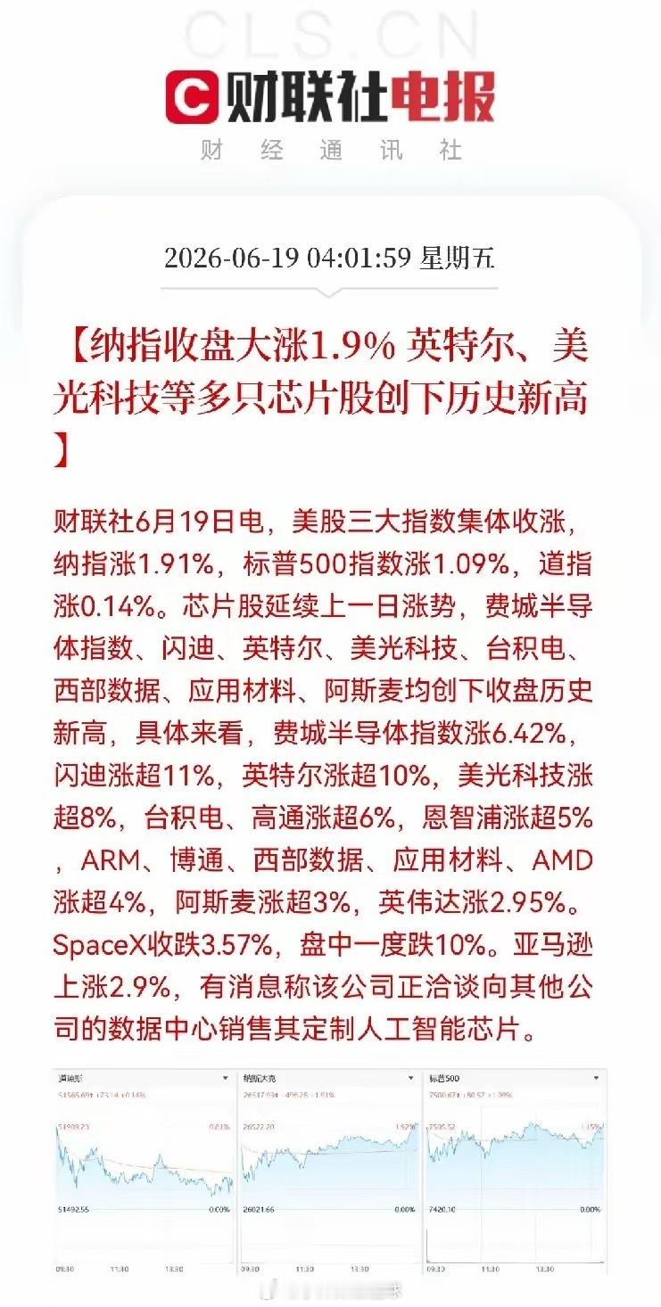 一觉醒来，半导体芯片又赢麻了，美股芯片巨大们又彻底涨爆了，股民们，满仓芯片的股民