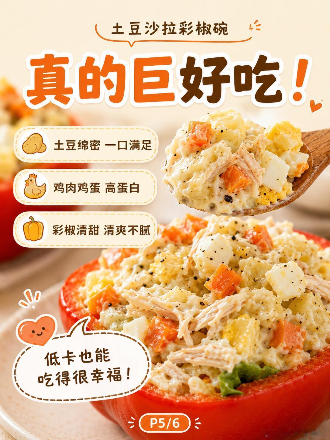 土豆沙拉彩椒碗，低卡高蛋白，减脂期真的别再一想吃沙拉就默认只能啃菜叶子了，好像清