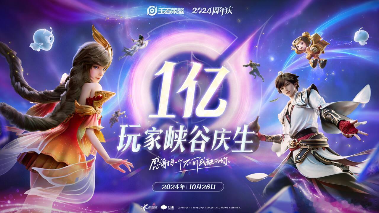 10月26日当天，小王日活突破一亿！#王者超一亿日活庆生##王者超一亿玩家峡谷庆