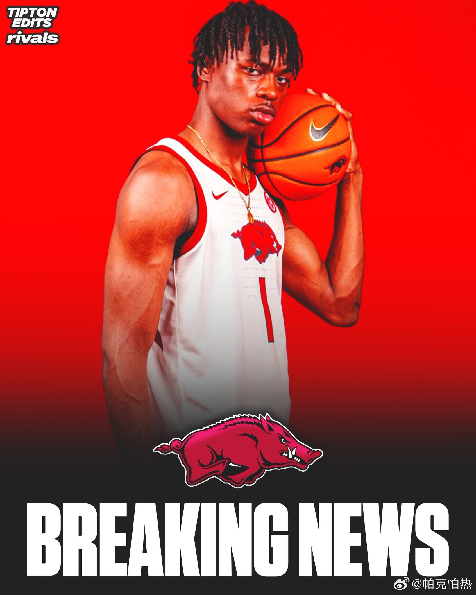 NCAA 上周承诺阿肯色的27届top-30四星内线Caleb Ourigou宣
