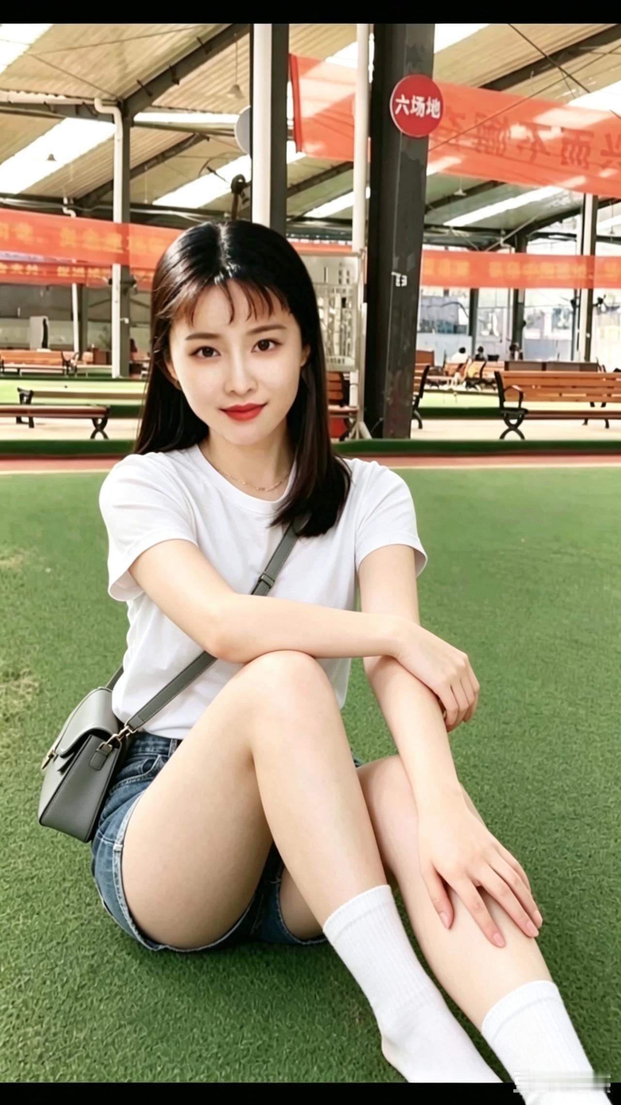 阳光明媚的午后，元气满满的少女在公园里享受美好时光。