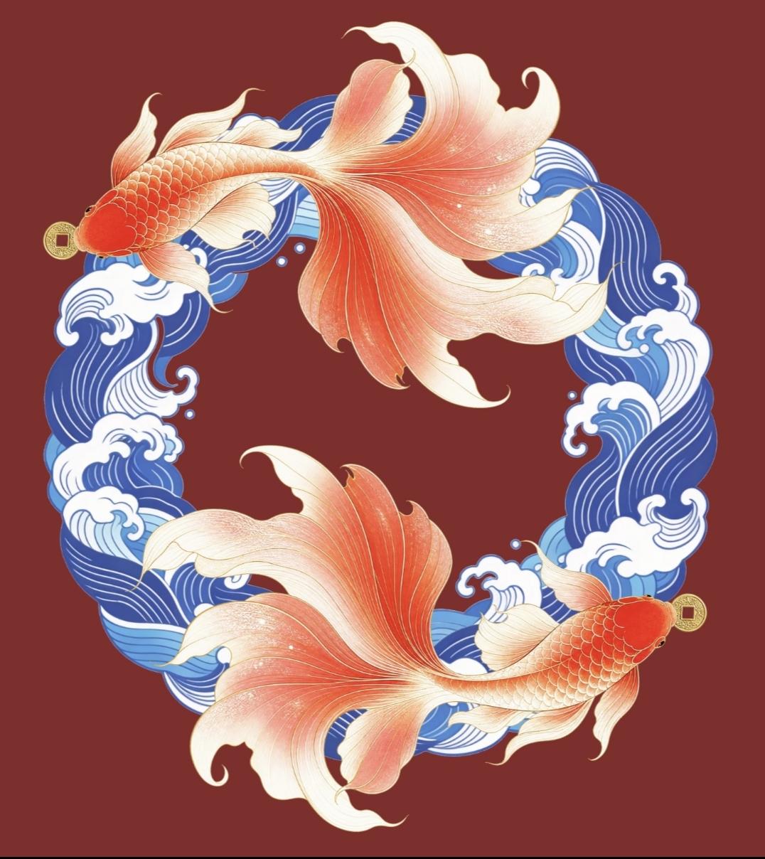 财源广进·好运连连
​浪托祥光浮吉运 双鲤衔金纳万财
传统文化 传递正能量 绘画