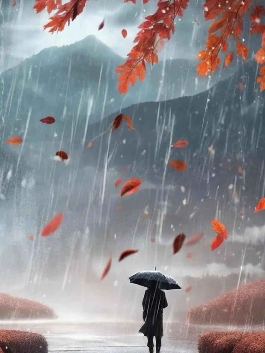 《秋雨》原创
潇潇秋雨落檐前，
润染层林淡似烟。
静听疏声消暑尽，
一窗清寂伴流