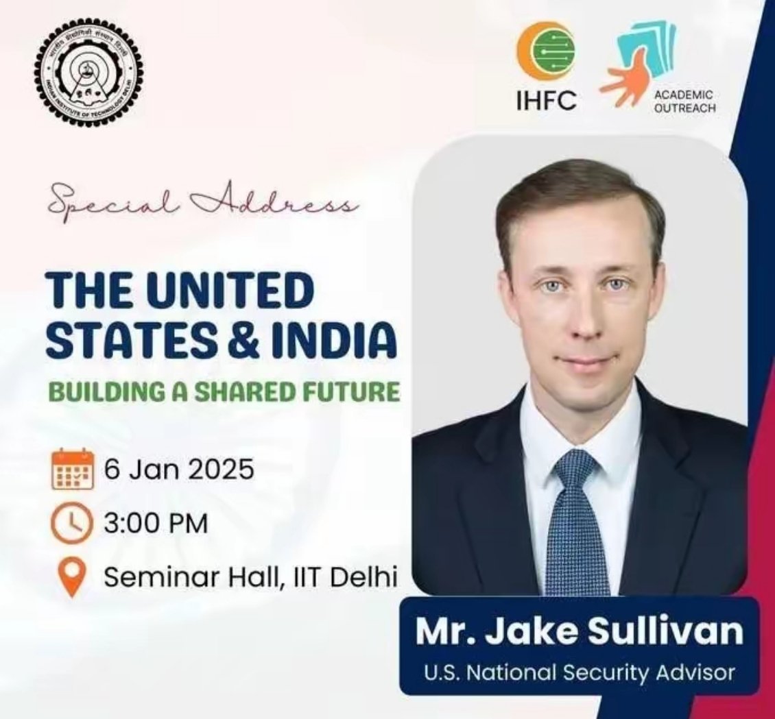 沙利文抵达印度🇮🇳沙利文公开演讲的题目是：美印打造一个共享的未来 
