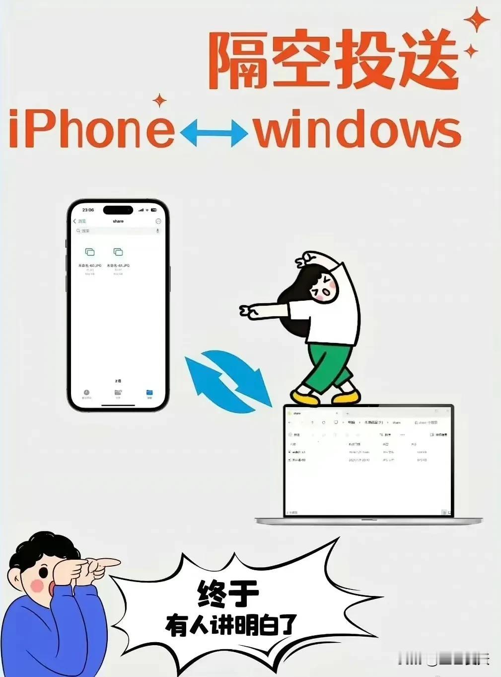 iPhone隔空投送到windows电脑，傻瓜级教程来了
iPhone隔空投送到