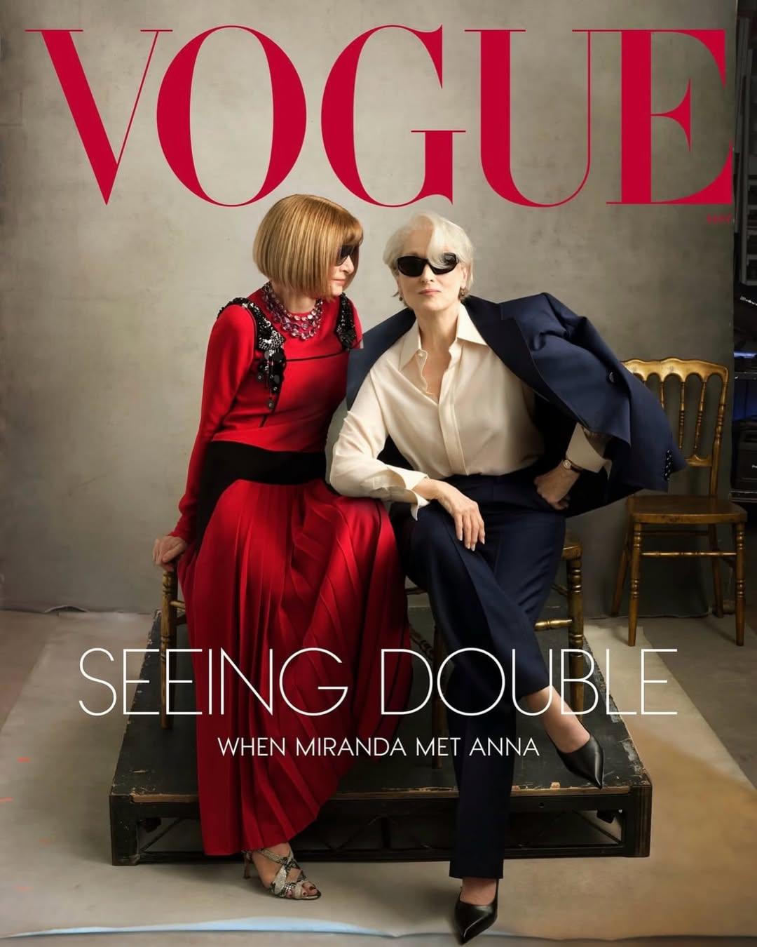 美版VOGUE 5月刊，梅姨X安娜解锁新封～当影片中的米兰达遇见现实中的女魔头，