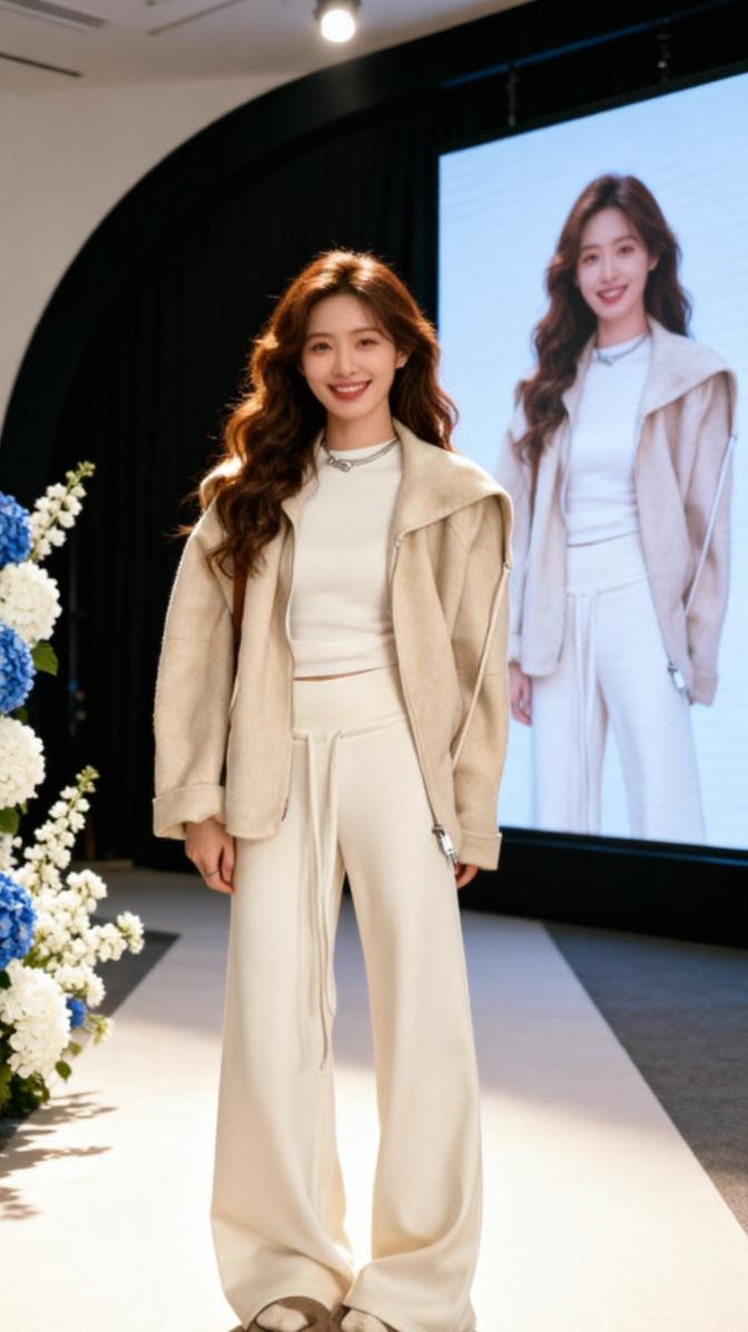 穿搭灵感制造机 女孩阔腿裤 2026春夏穿搭 付智恩皮草 奶白大衣封神