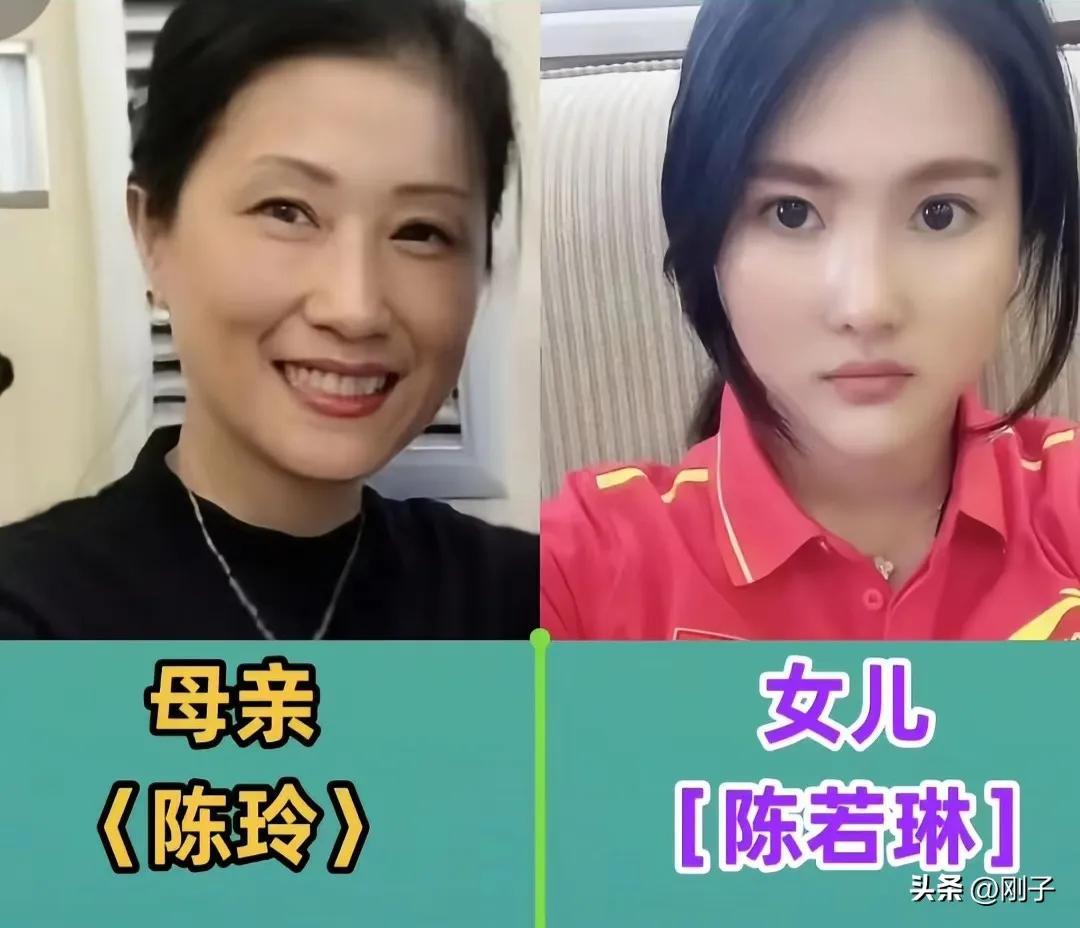 冠军和妈妈合影很温馨，才发现眉眼间的相似度这么高。优秀的孙颖莎和妈妈、优秀的陈梦