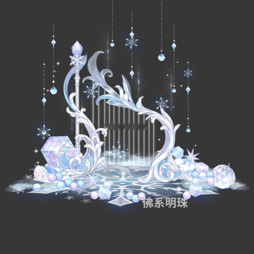 单人座椅【霜华琴韵】海报琴身流转着蓝色的光辉，每一道波纹都蕴藏着神秘的力量。只有