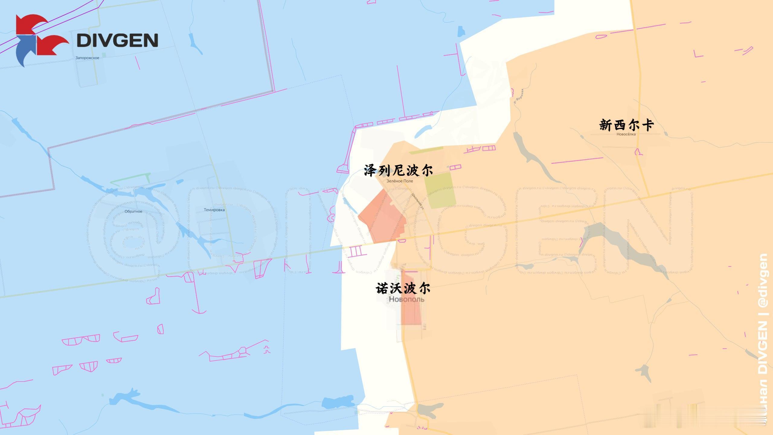 俄军在大诺沃西尔卡西边继续推进来源：DIVGEN 🚩 Карта СВО俄乌局