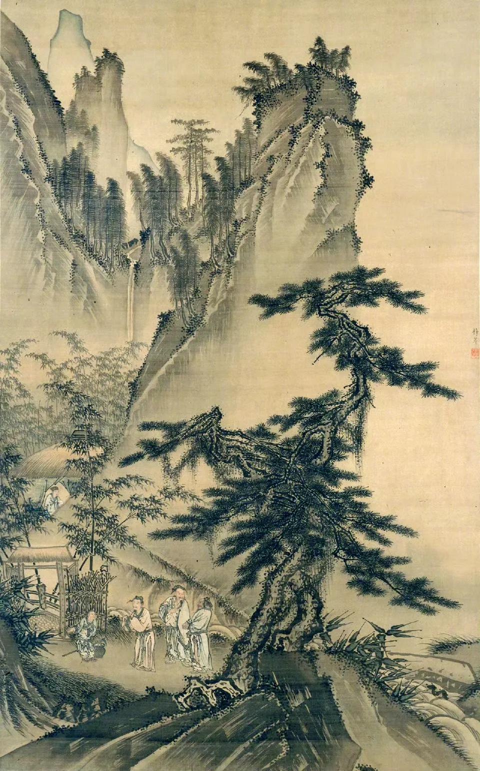 明 戴进《三顾草庐图轴》，绢本 设色，北京故宫博物院藏。 ​​​