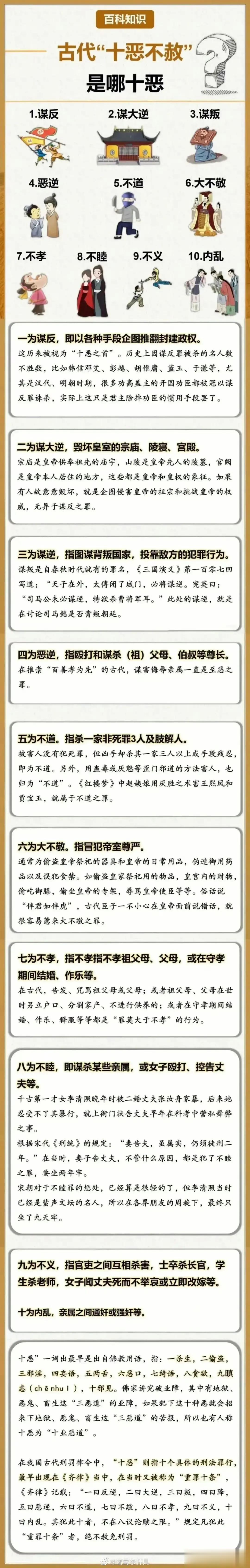 古代“十恶不赦”指哪些？