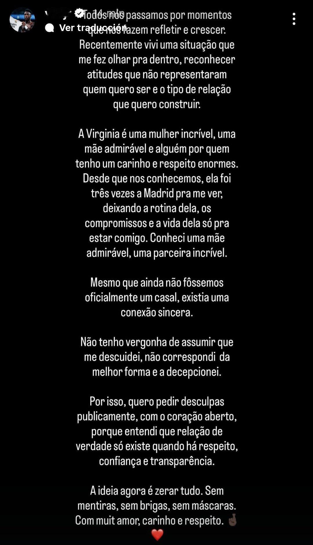 🚨威尼修斯在IG上解释他与Virginia的关系：“我们都会经历一些让我们反思
