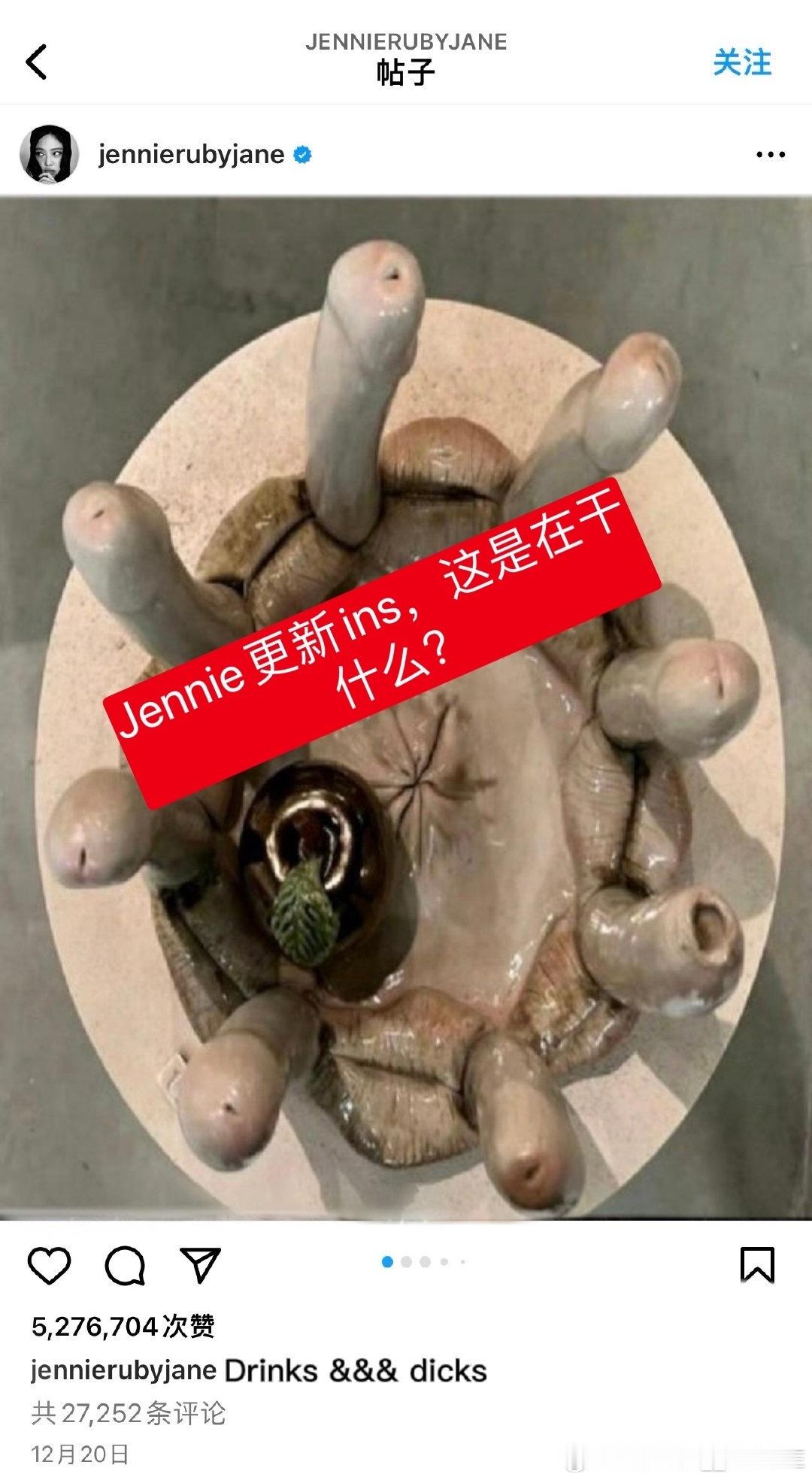 问问各位妮粉[泪]jennie的ins是被盗了吗？为什么要发p1这种令人作呕的图