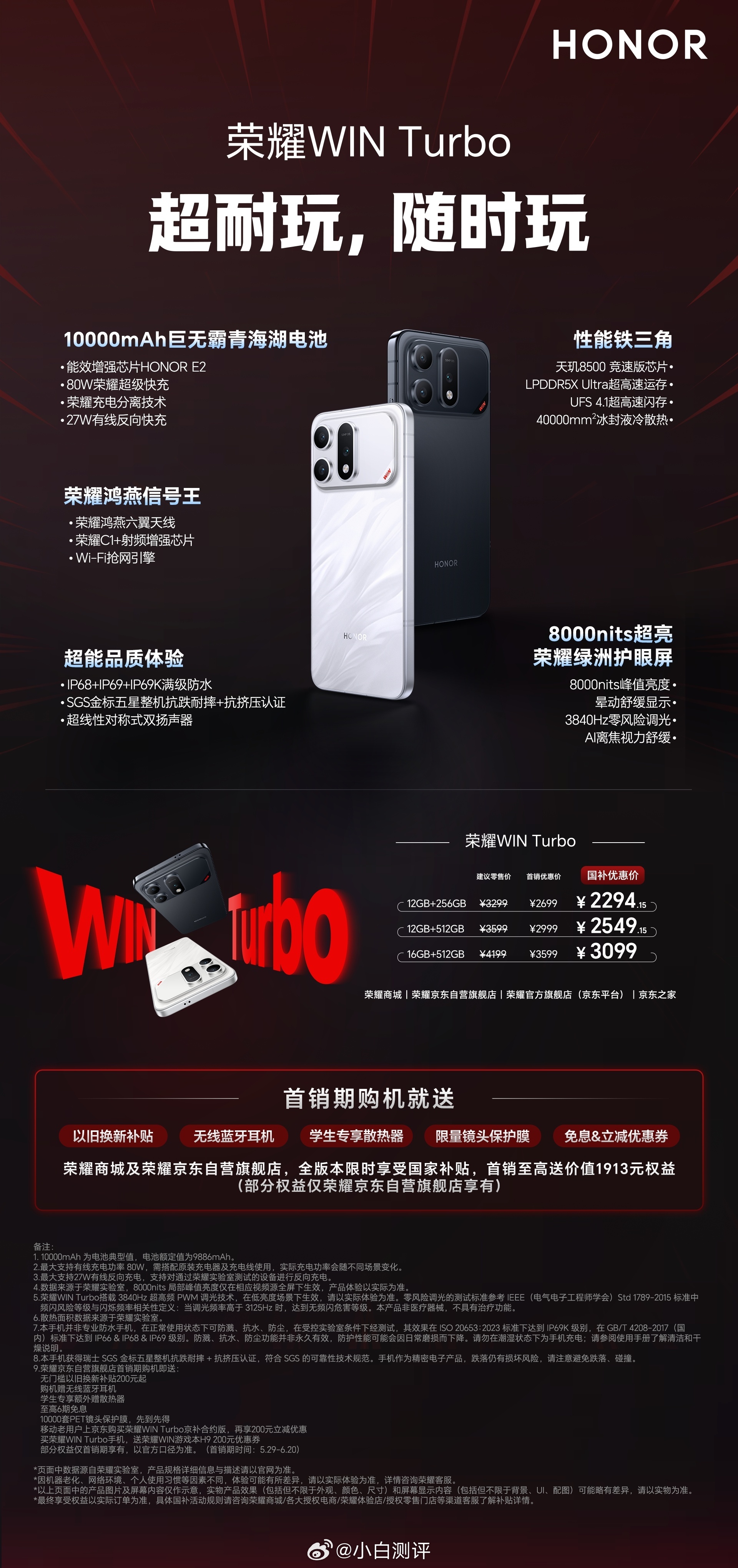 荣耀WIN Turbo发布6.79'' 1.5K 120Hz OLED直屏，金属