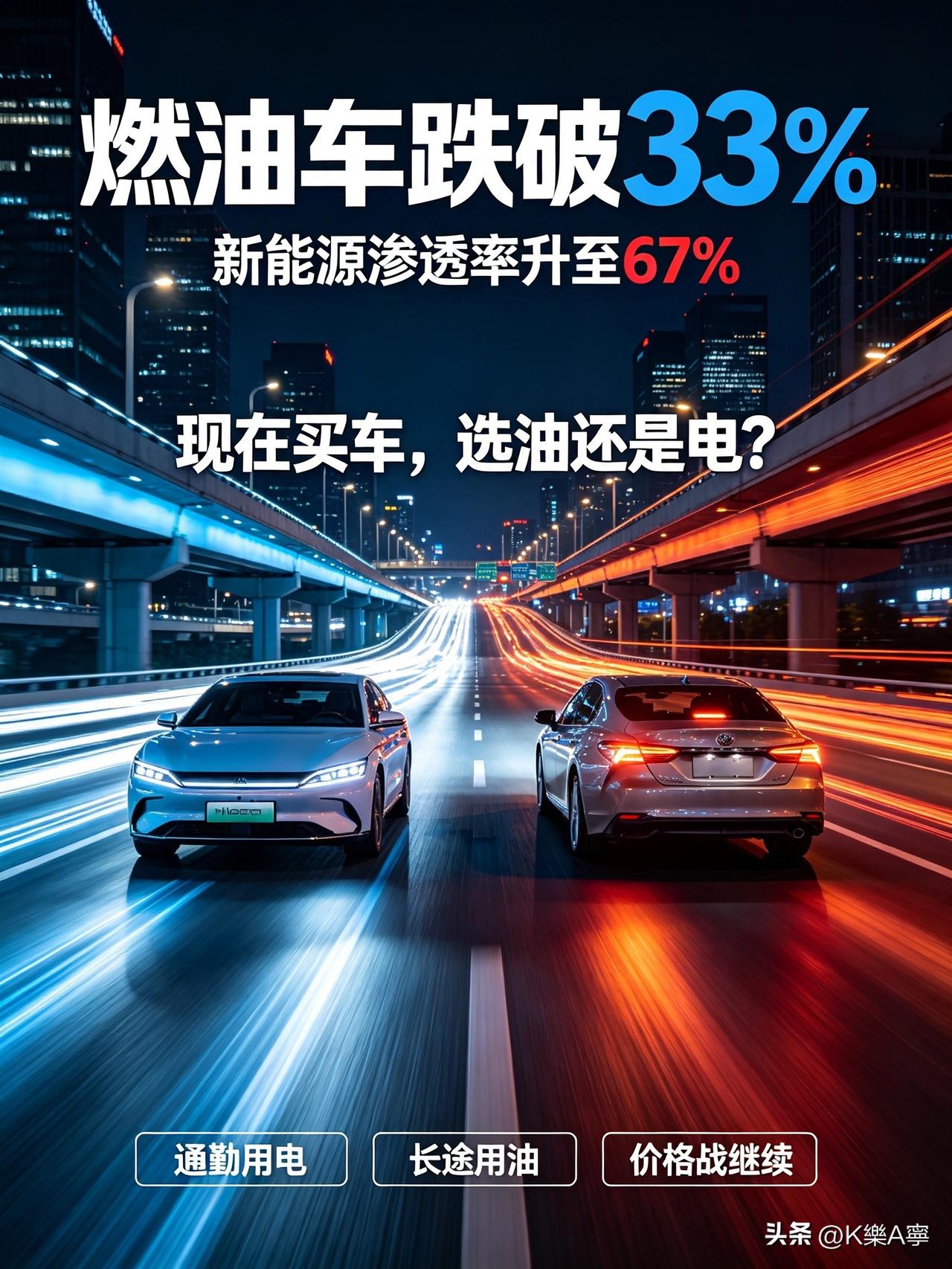 燃油车彻底凉了？销量占比首次跌破33%，现在买车选油还是电？

刚看到乘联会最新