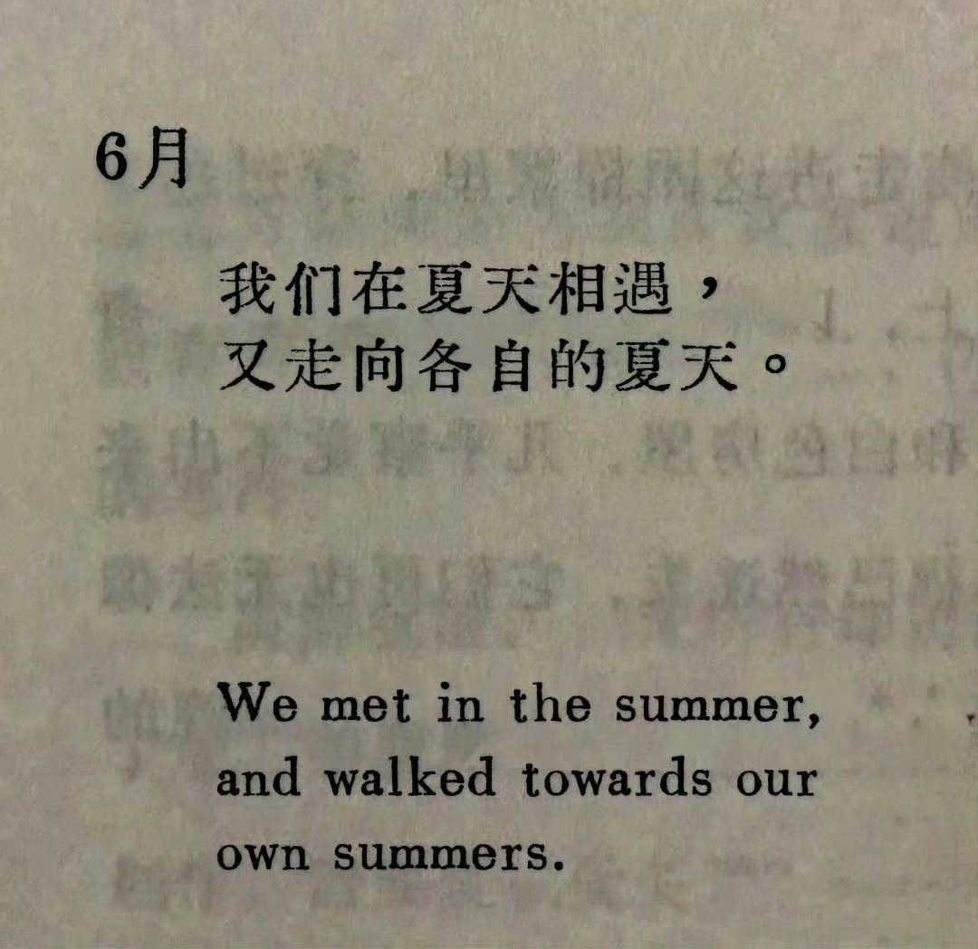 “我们在夏天相遇，又走向各自的夏天。” 