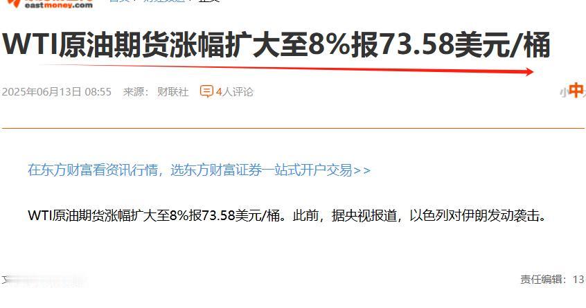 伊朗幻想以谈判换和平，还是梦碎了。
小以子对伊朗发动了袭击。原油大涨！
小以子仗