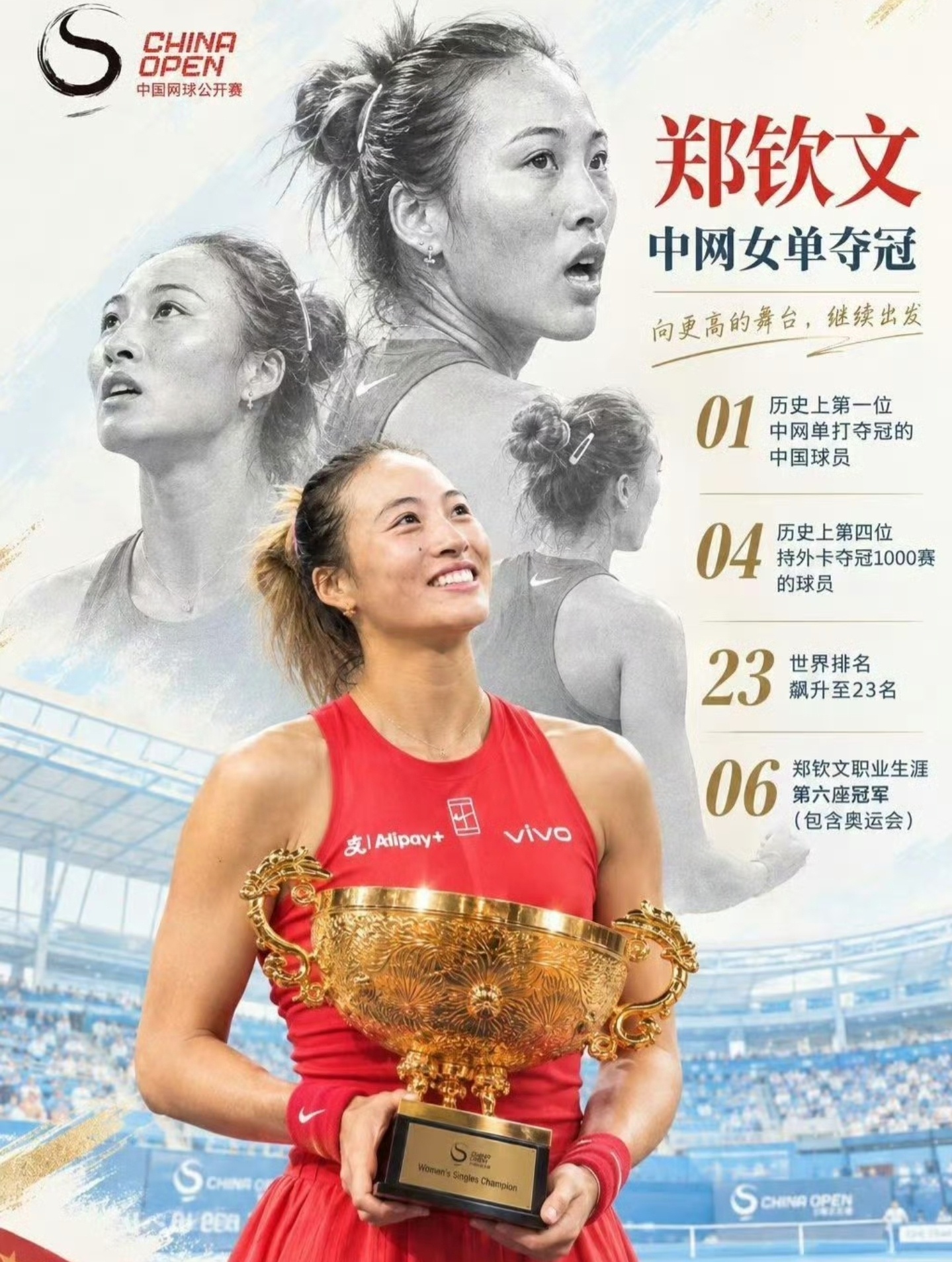 郑钦文中网女单夺冠郑钦文中网夺冠！恭喜了！这可是WTA1000级别的中国网球公开