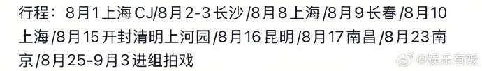 在下悟空是也要进组拍戏了 在下悟空是也公布行程表，确认 8 月底进组拍戏的消息。
