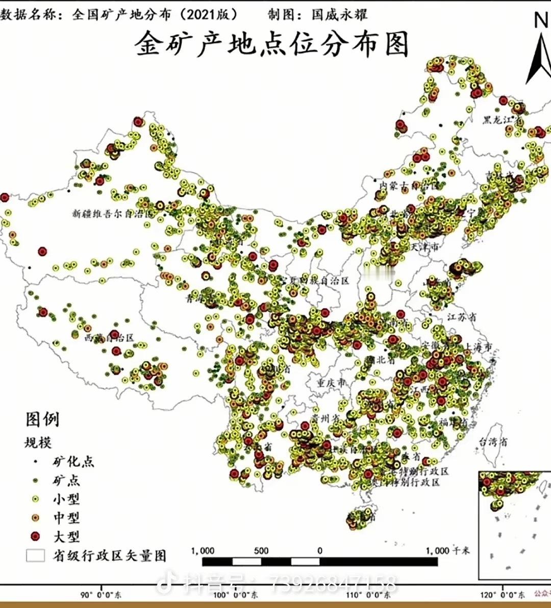 最近刷美国淘金视频多了，评论区看到一张金矿分布图，好家伙，难怪说重庆比较安全呢，