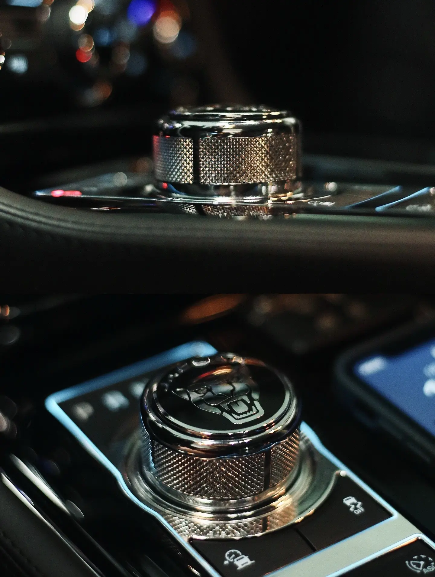 高清特写：捷豹D级豪华轿车高级感内饰。 车型为：2019-XJ50-3.0AWD
