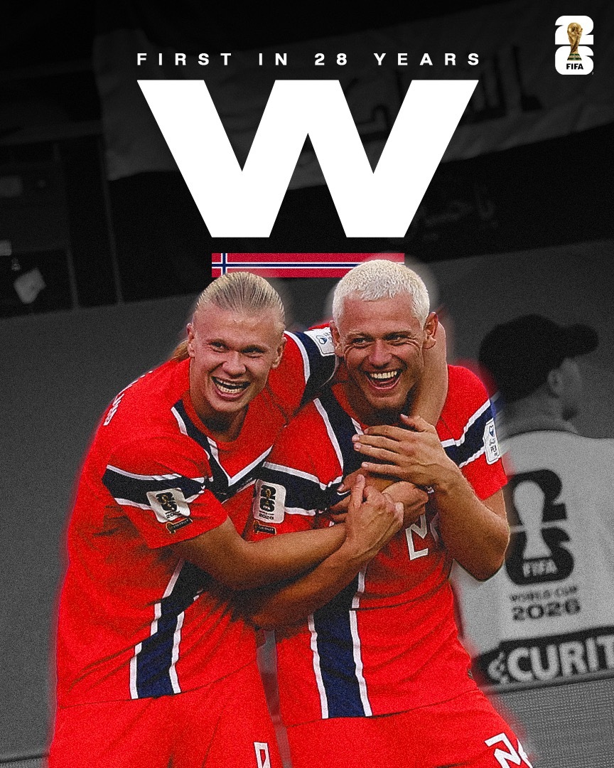 👏恭喜瑞尔森与挪威队！这是他们自1998年世界杯参赛以来的首场胜利！😍也祝贺
