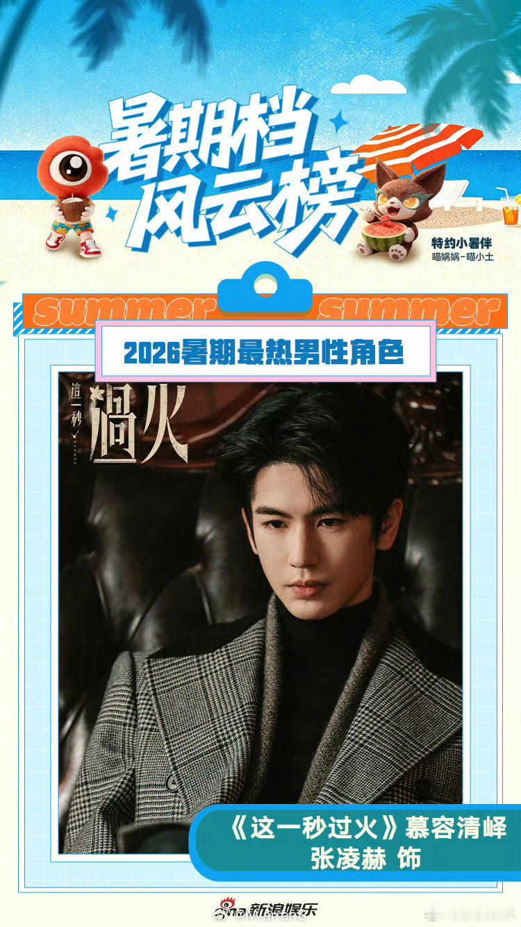 恭喜张凌赫慕容清峄2026暑期最热男性角色啦！张凌赫演的很不错呀！[点赞]张凌赫