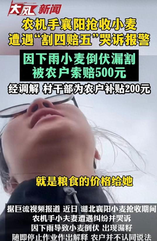 最近襄阳麦收的“割四赔五”事件，真的越看越气，越想越寒心！

这段时间刷到襄阳麦