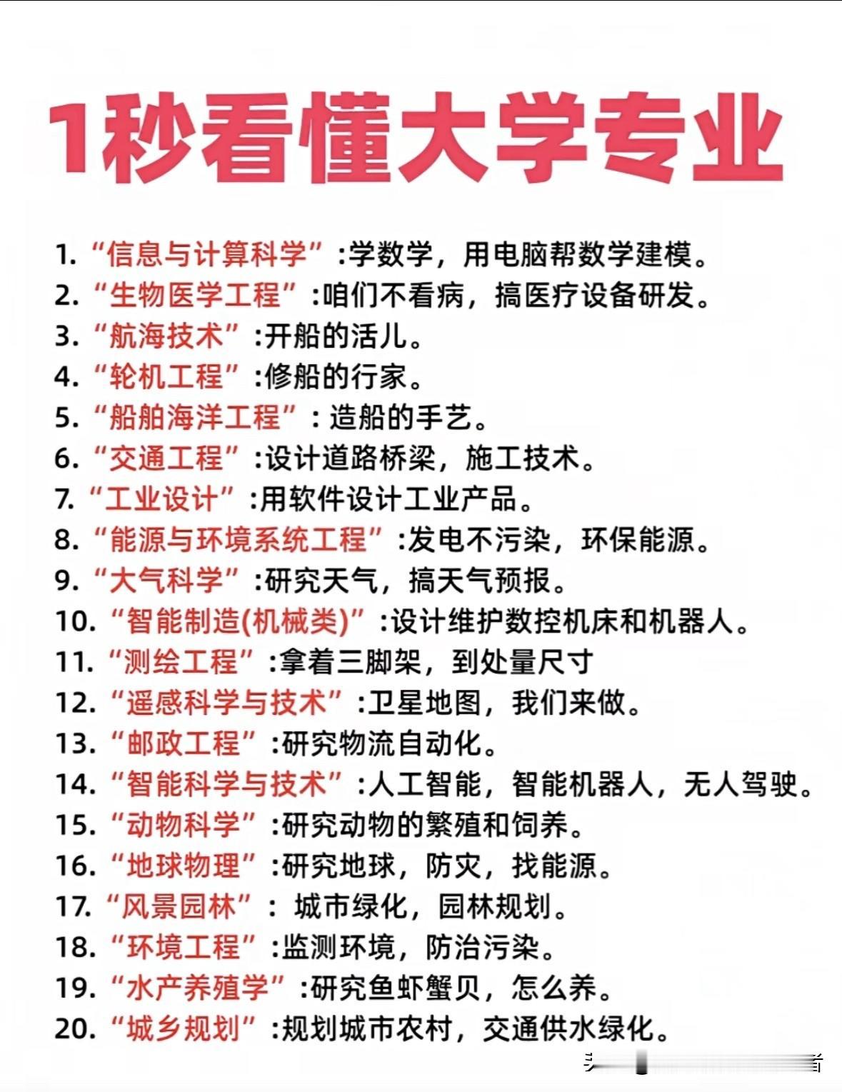 一秒看懂大学专业，对应的工作
大学专业繁多，不同专业就业方向差异巨大。就说计算机