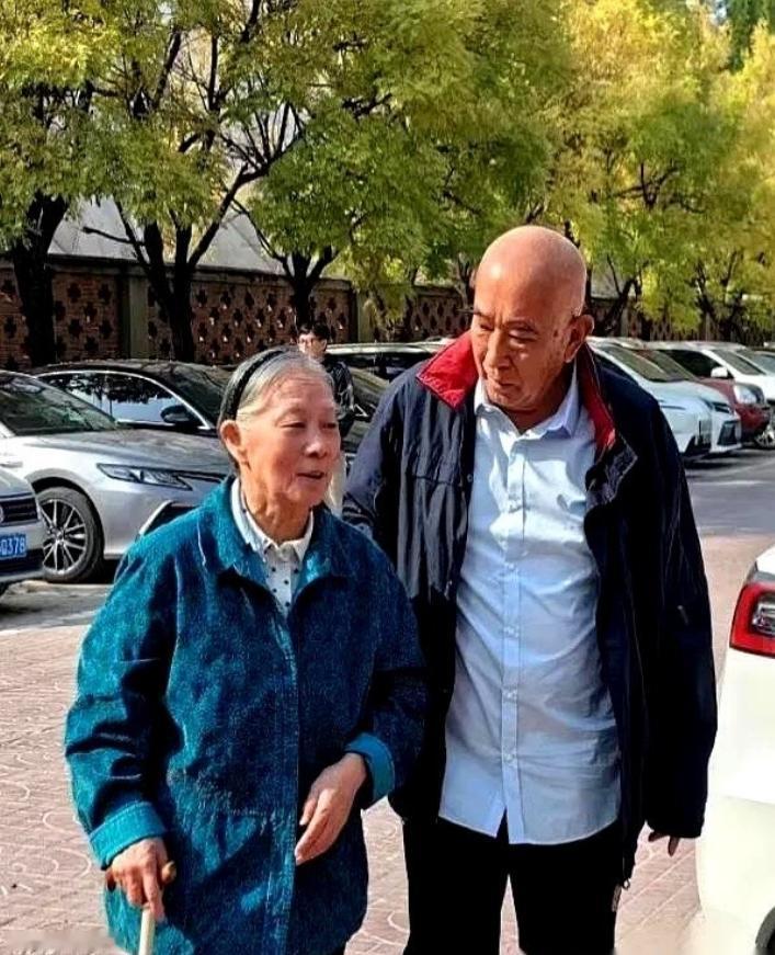 2026年，82岁的林豆豆手持拐杖走在路上，身旁一路细心护着她慢行的是78岁的刘
