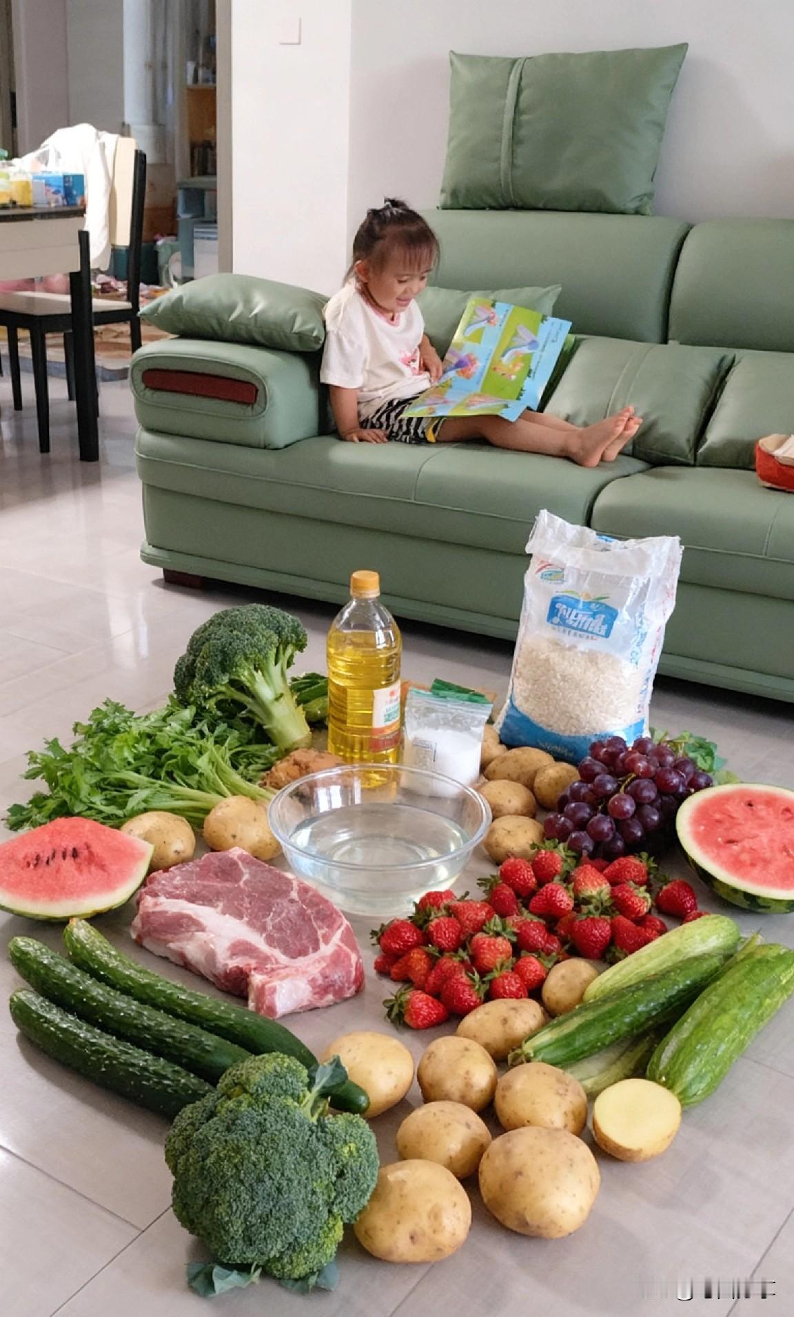 终于在超强台风“桦加沙”来临之前屯到水果和菜了，这些够吃3天了吧。湛江很多超市都