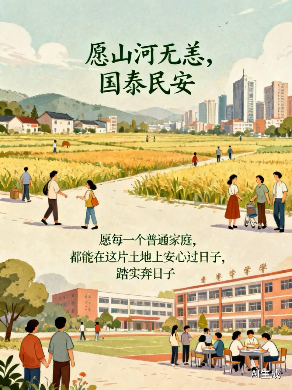 我用最朴素的话，给祖国送上一句祝福：愿山河无恙，国泰民安；愿每一个普通家庭，都能
