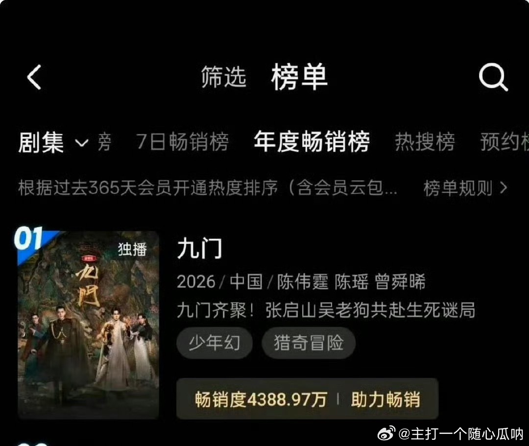 曾舜晞九门登上站内拉新榜top1，开播短短11天！！ 