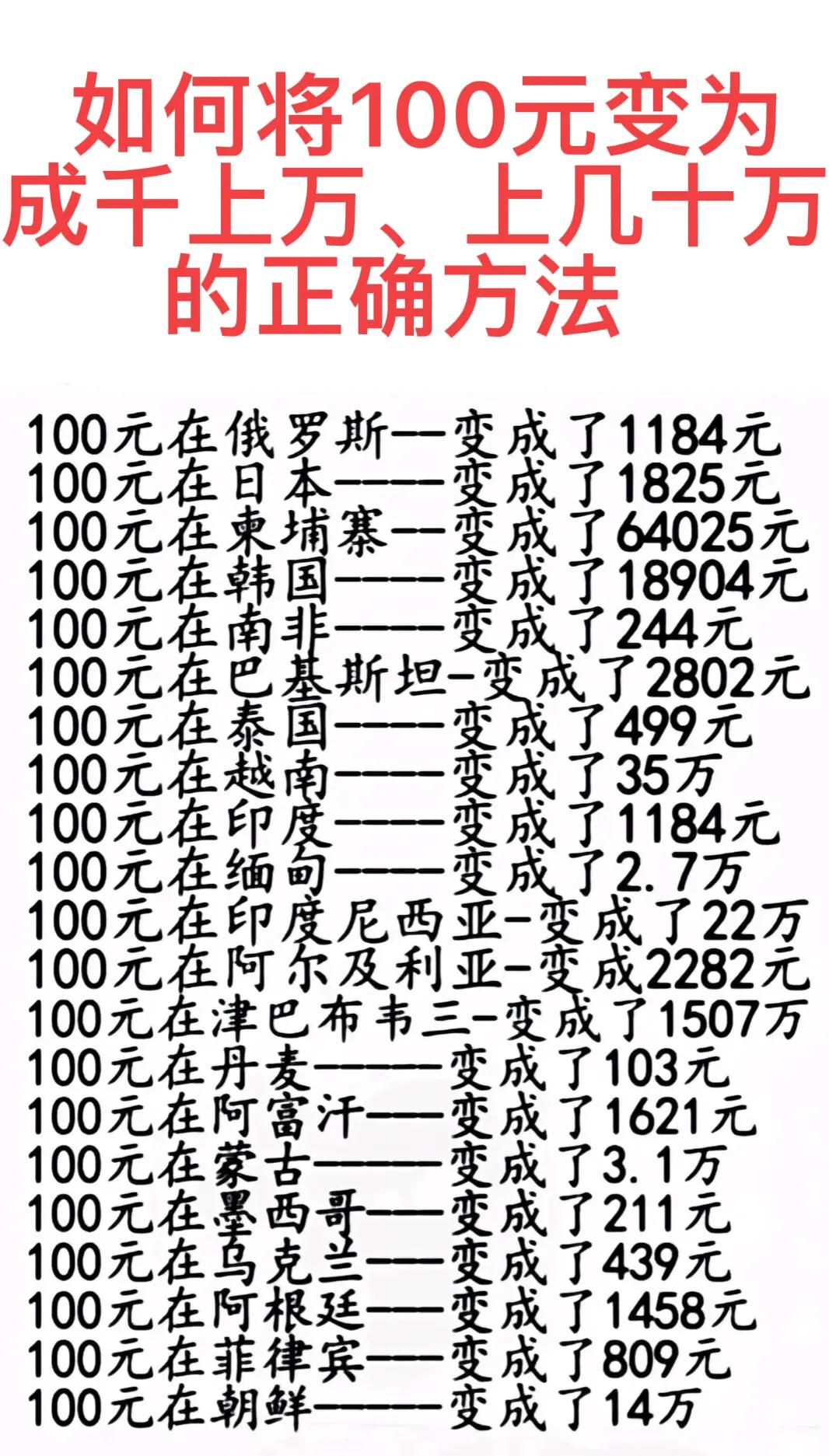 到俄罗斯变成1184元。
到韩国变成18904元。
到越南变成350000元。
