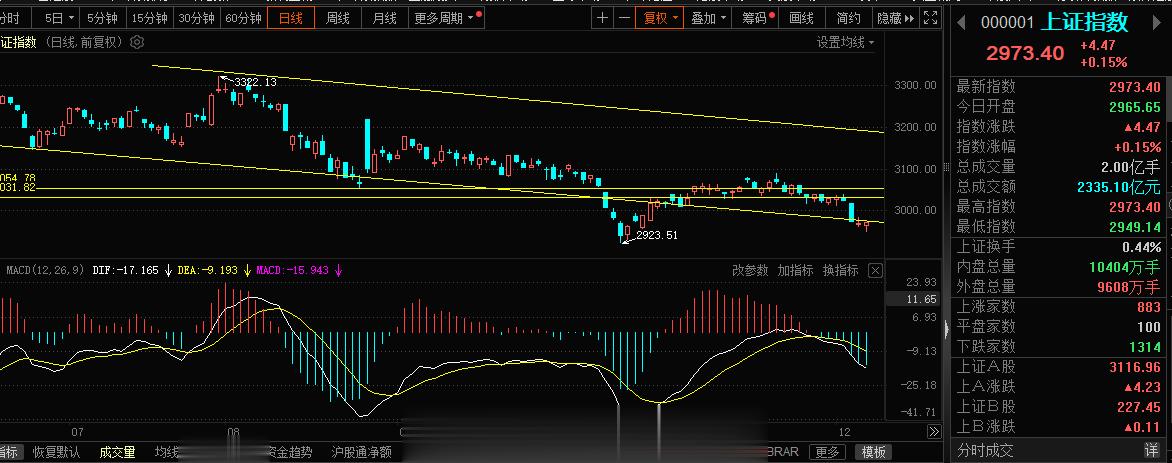 指数红盘了，上证指数这块触底的过程，底部会是如何？双底还是次低点？我能知道的是3