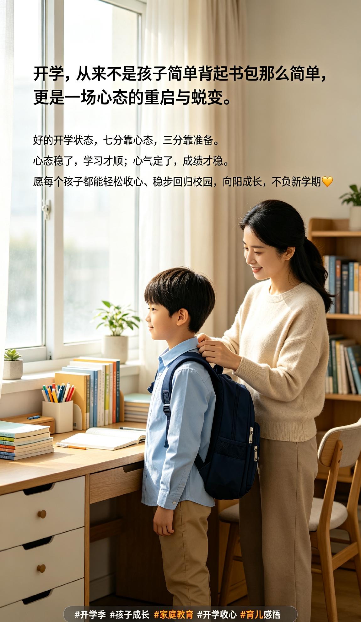 开学，从来不是孩子简单背起书包那么简单，更是一场心态的重启与蜕变。
 
很多家长