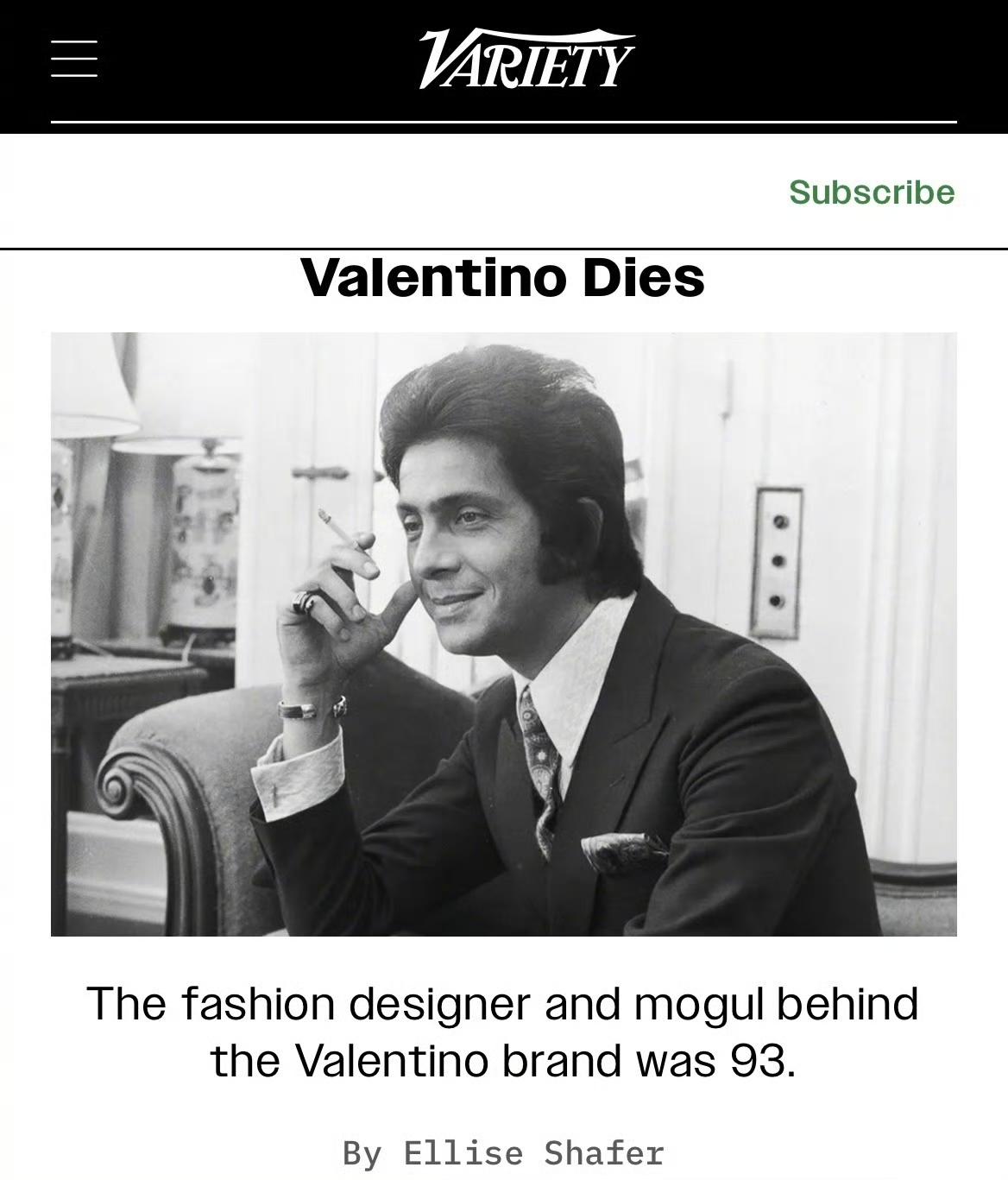 时尚界痛失巨匠！2026年1月19日，意大利传奇设计师、华伦天奴（Valenti