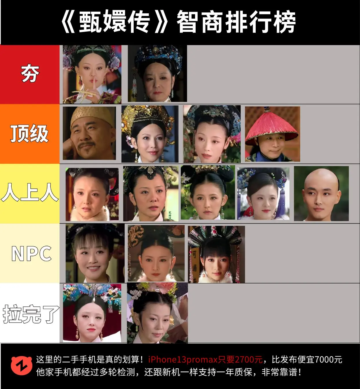 《甄嬛传》智商排行榜。